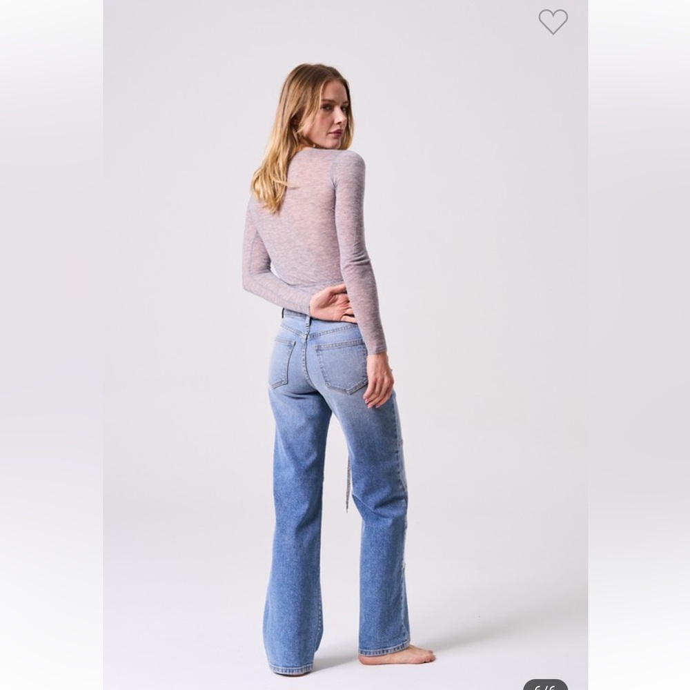 #16 COMFORT STRETCH COLOR BLOCK HIGH RISE WIDE STRAIGHT JEANS - Picture 7 of 7